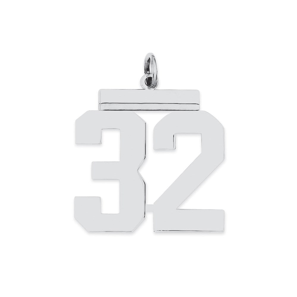 Sterling Silver/Rhodium-plated Polished Number 32 Charm