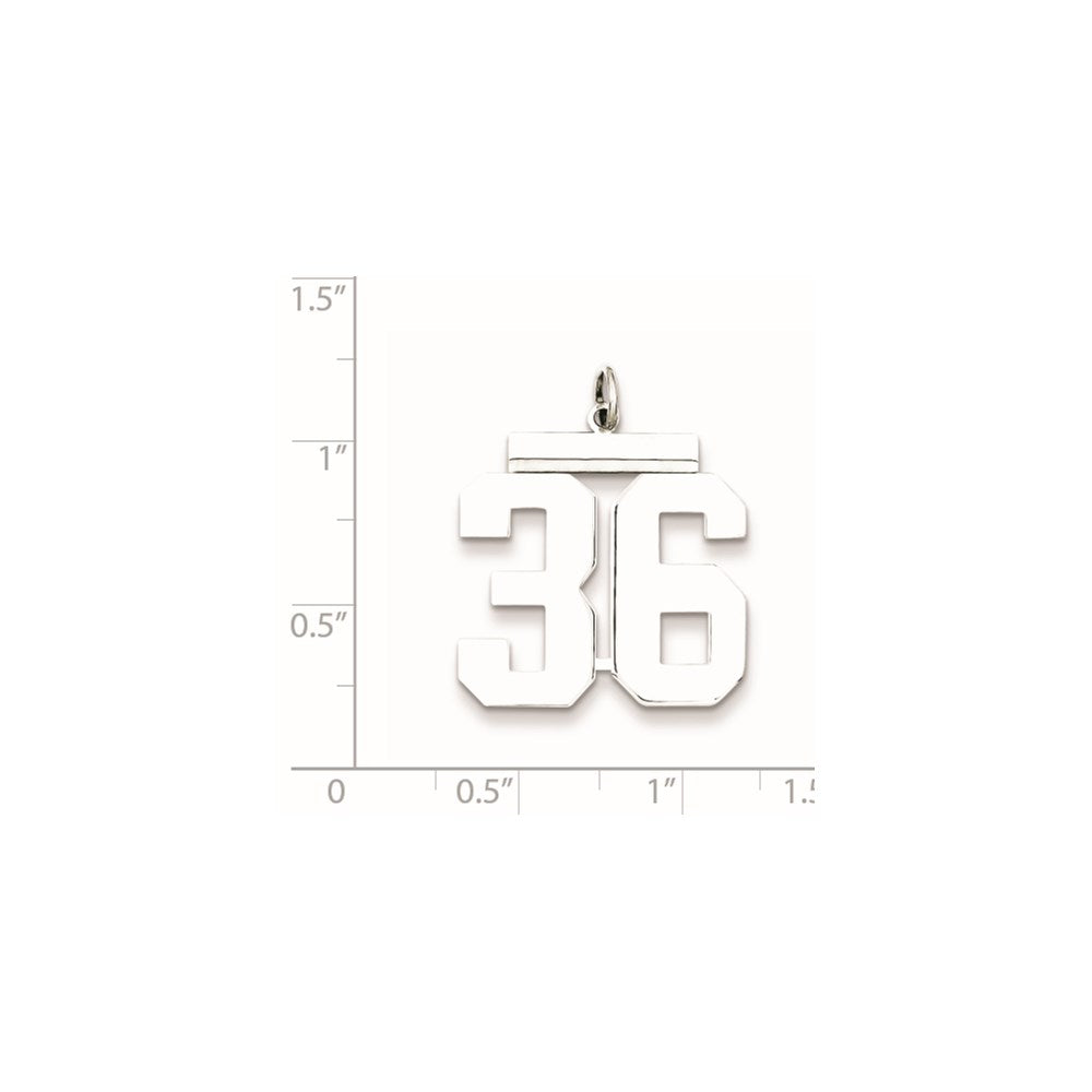 Sterling Silver/Rhodium-plated Polished Number 36 Charm
