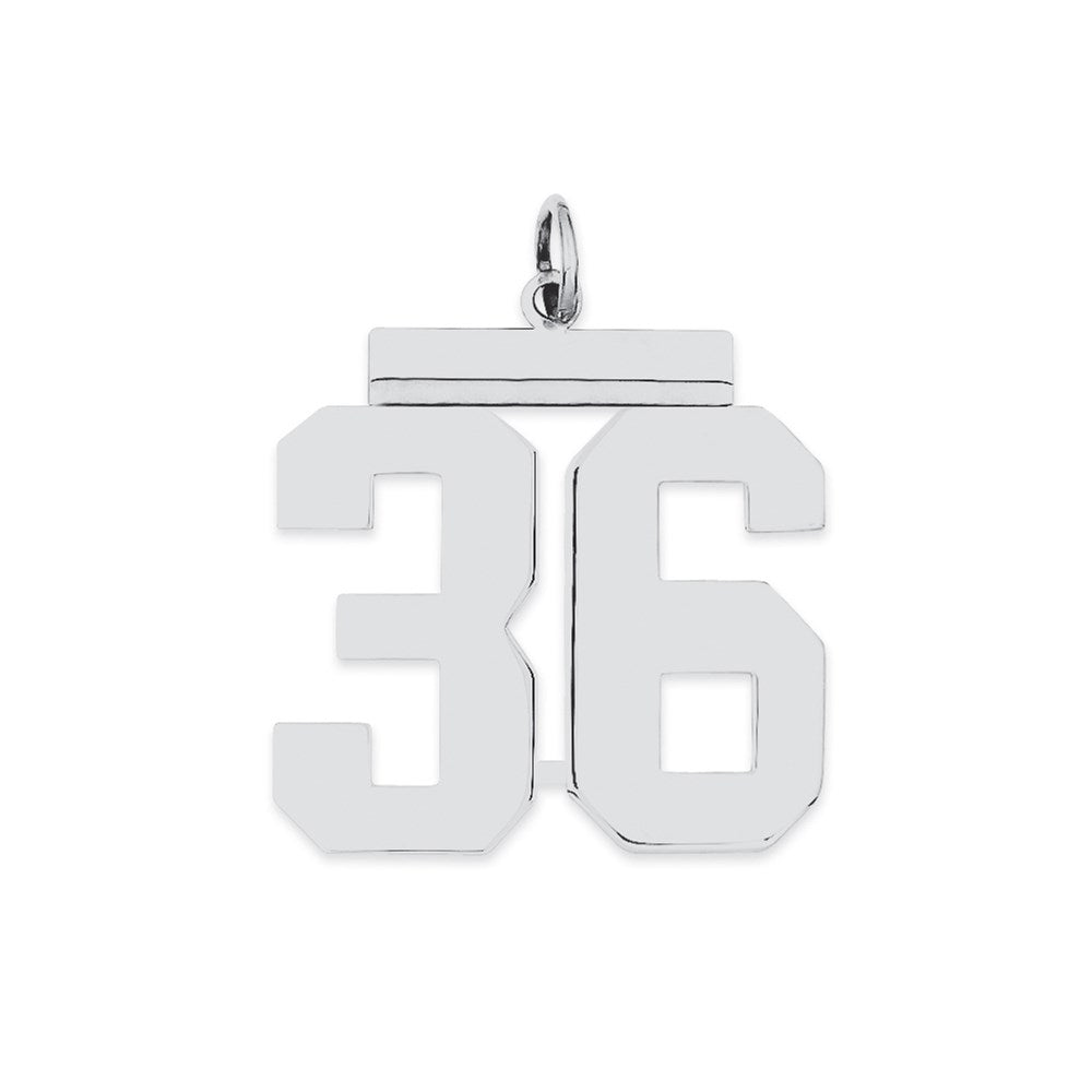 Sterling Silver/Rhodium-plated Polished Number 36 Charm