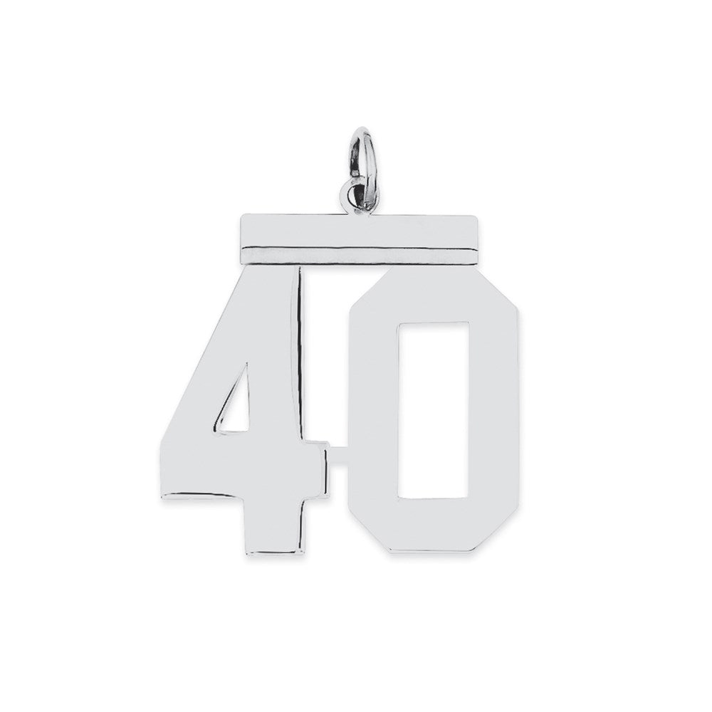 Sterling Silver/Rhodium-plated Polished Number 40 Charm