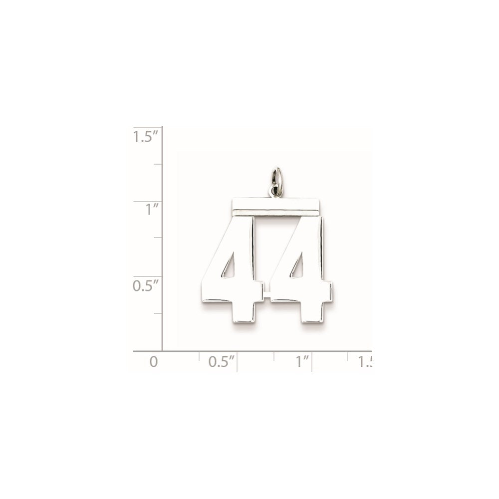 Sterling Silver/Rhodium-plated Polished Number 44 Charm