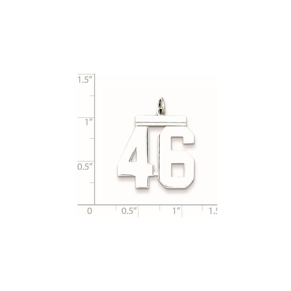 Sterling Silver/Rhodium-plated Polished Number 46 Charm