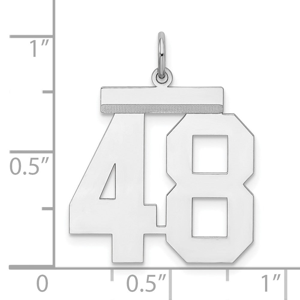 Sterling Silver/Rhodium-plated Polished Number 48 Charm