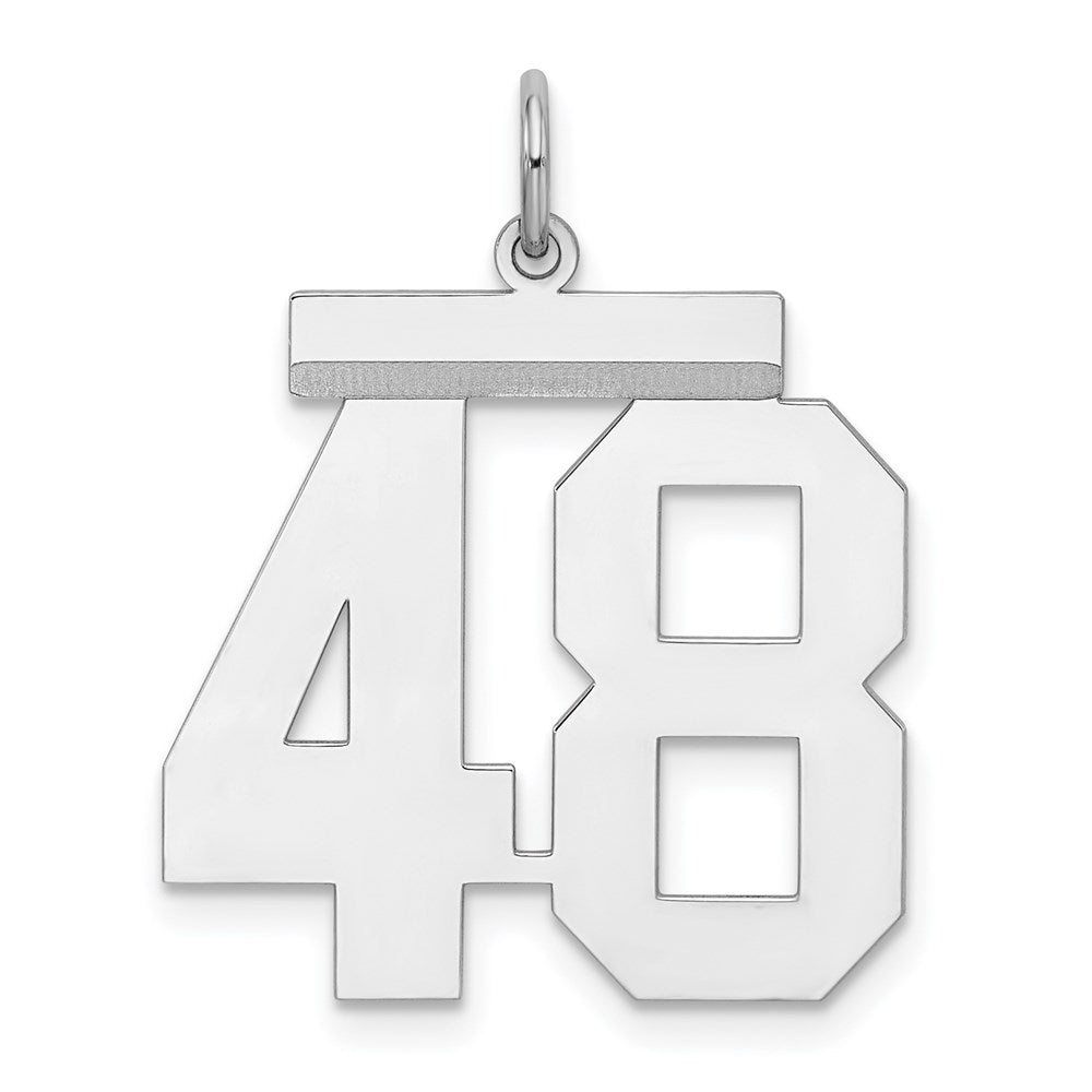 Sterling Silver/Rhodium-plated Polished Number 48 Charm