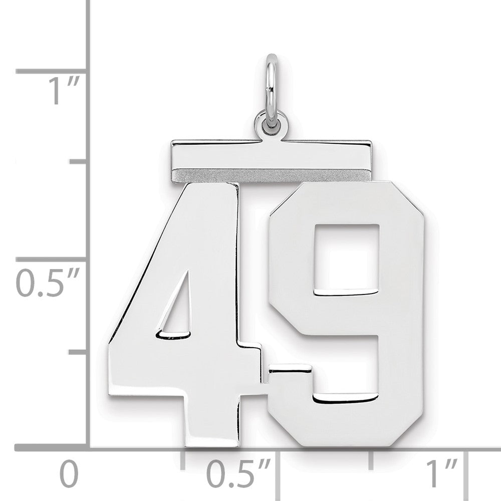 Sterling Silver/Rhodium-plated Polished Number 49 Charm