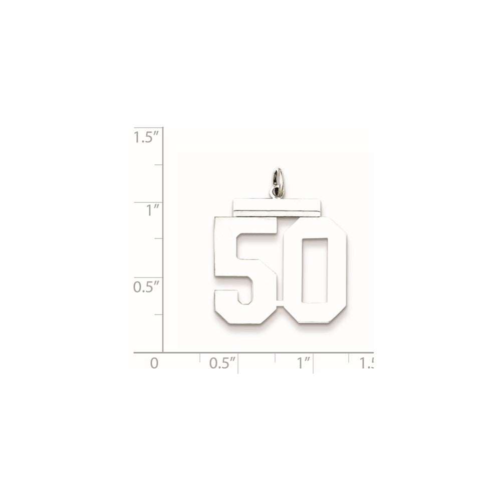 Sterling Silver/Rhodium-plated Polished Number 50 Charm
