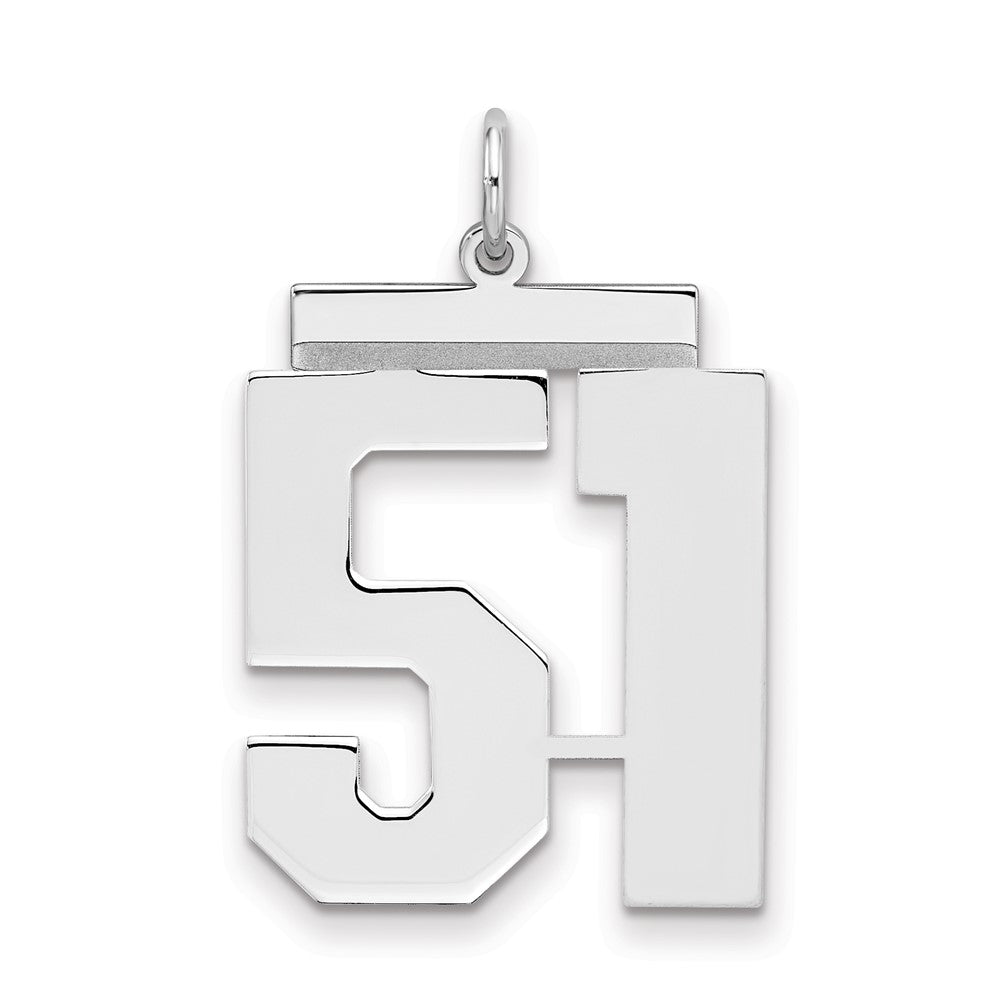 Sterling Silver/Rhodium-plated Polished Number 51 Charm