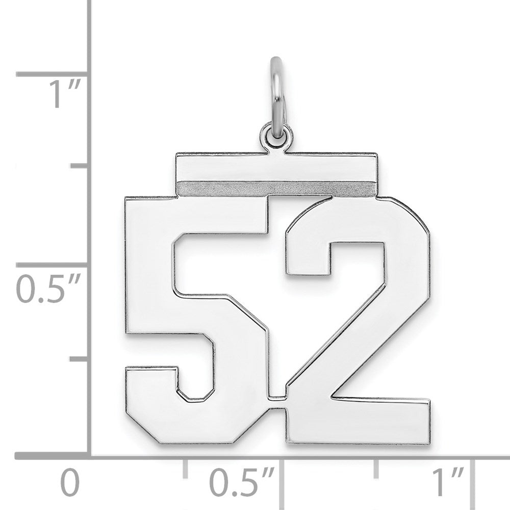 Sterling Silver/Rhodium-plated Polished Number 52 Charm