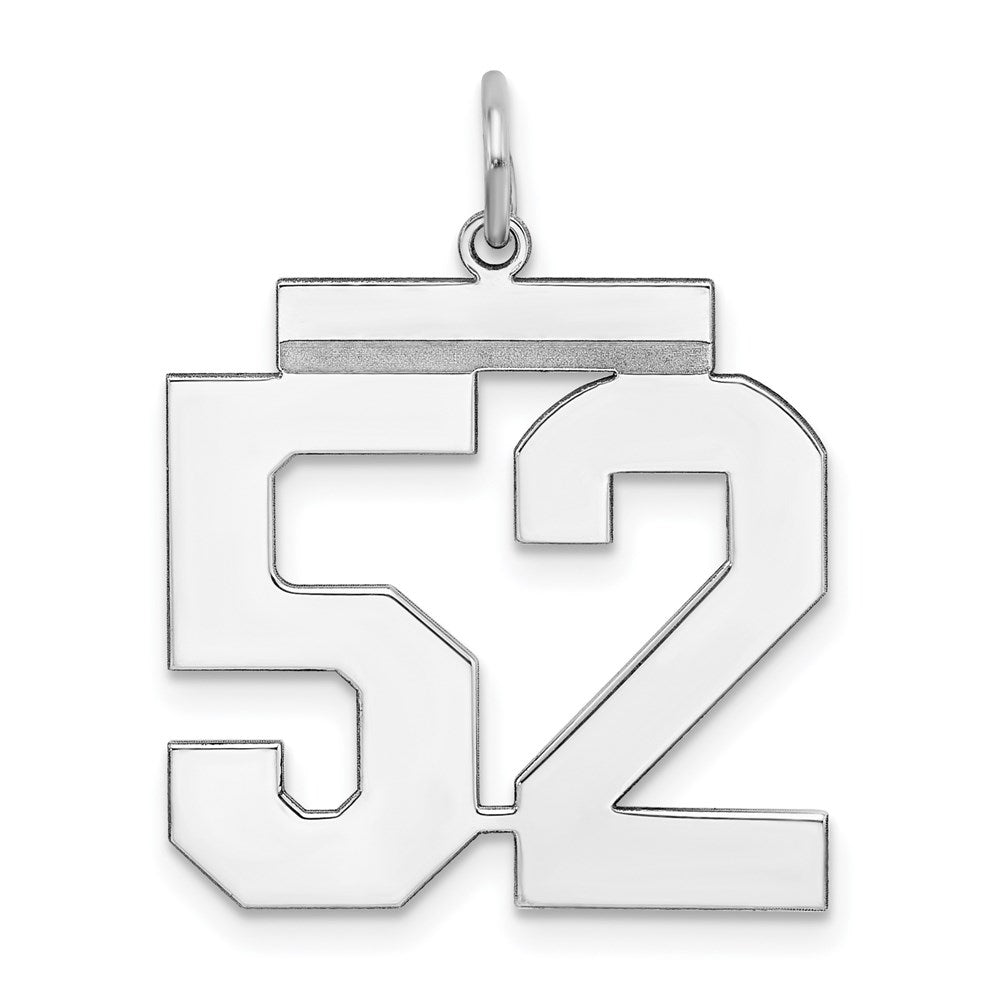 Sterling Silver/Rhodium-plated Polished Number 52 Charm