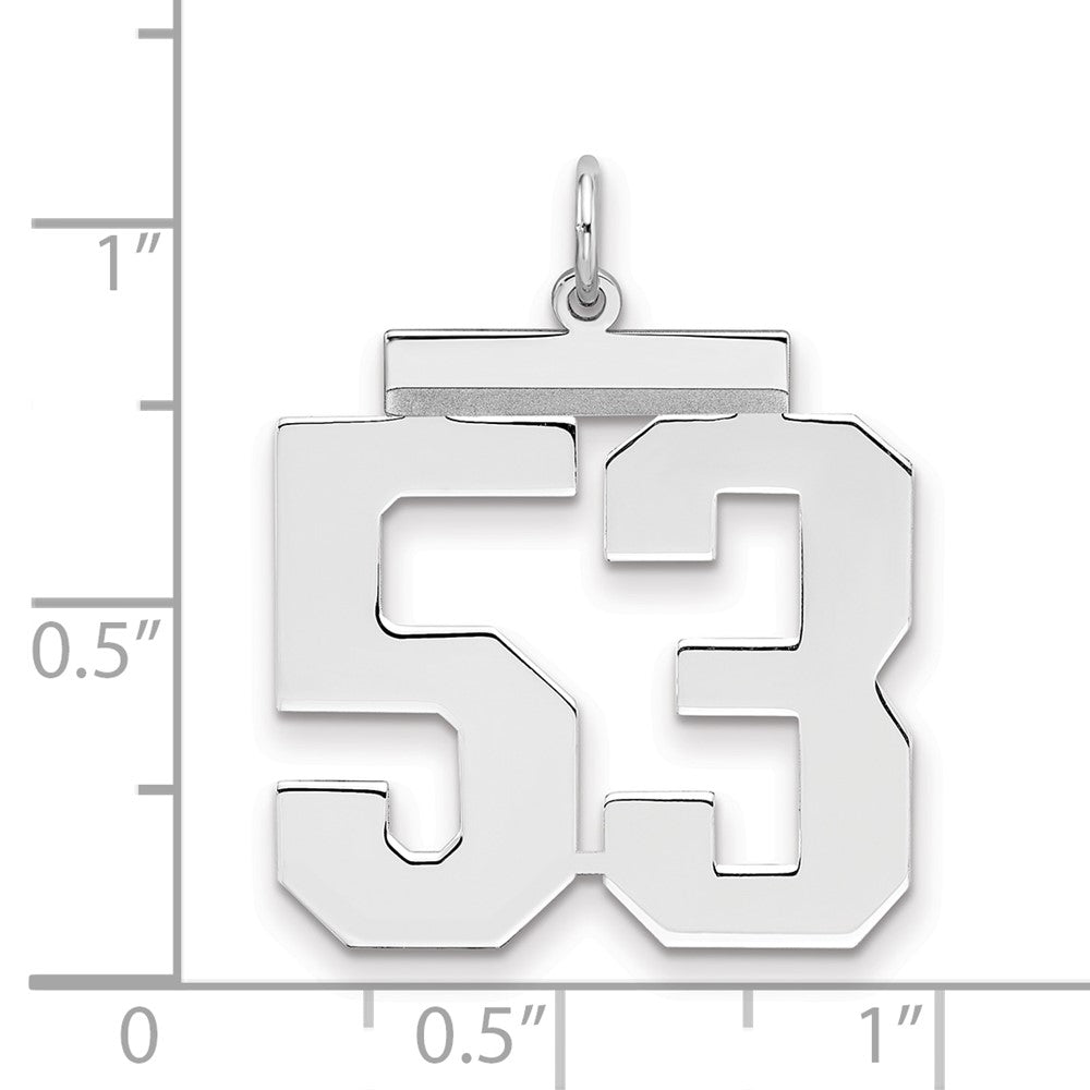 Sterling Silver/Rhodium-plated Polished Number 53 Charm