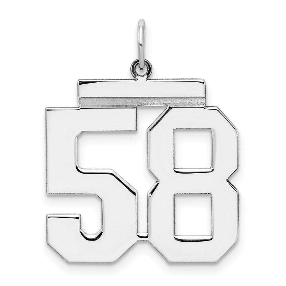 Sterling Silver/Rhodium-plated Polished Number 58 Charm