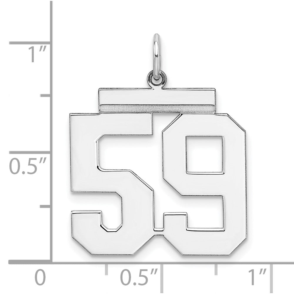 Sterling Silver/Rhodium-plated Polished Number 59 Charm
