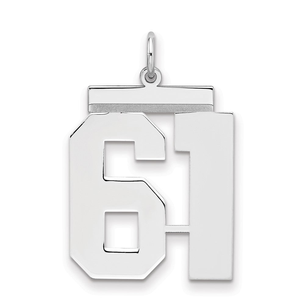 Sterling Silver/Rhodium-plated Polished Number 61 Charm