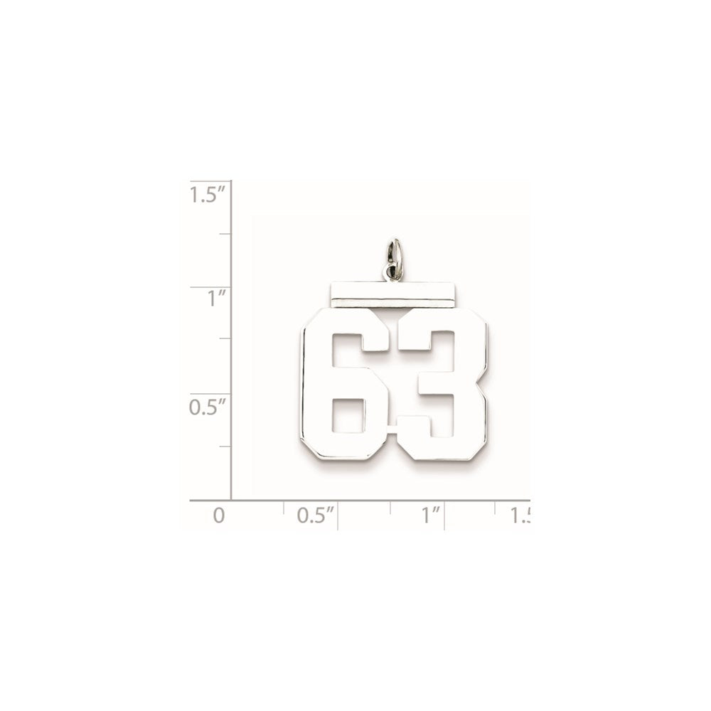 Sterling Silver/Rhodium-plated Polished Number 63 Charm
