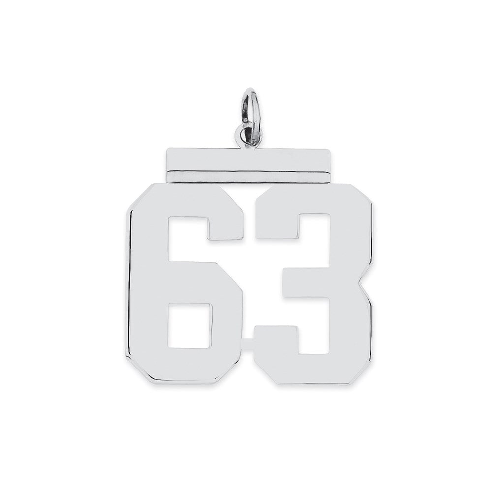 Sterling Silver/Rhodium-plated Polished Number 63 Charm