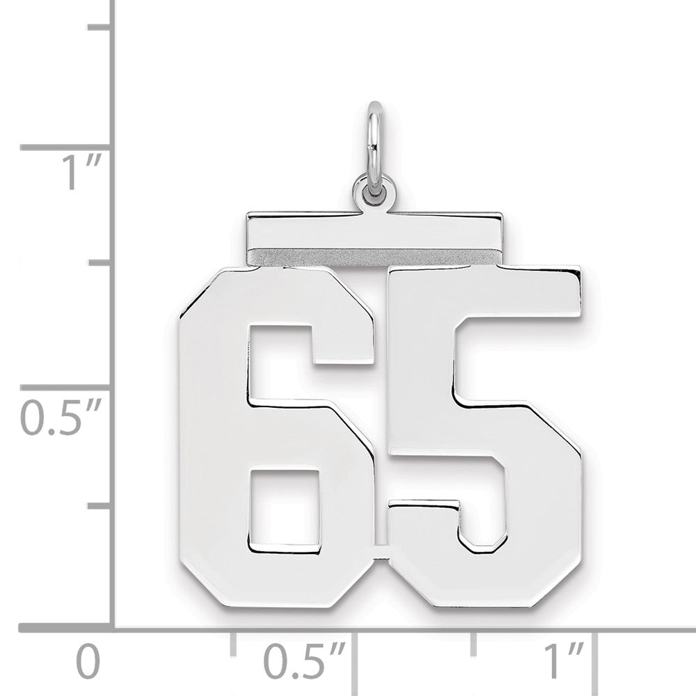 Sterling Silver/Rhodium-plated Polished Number 65 Charm