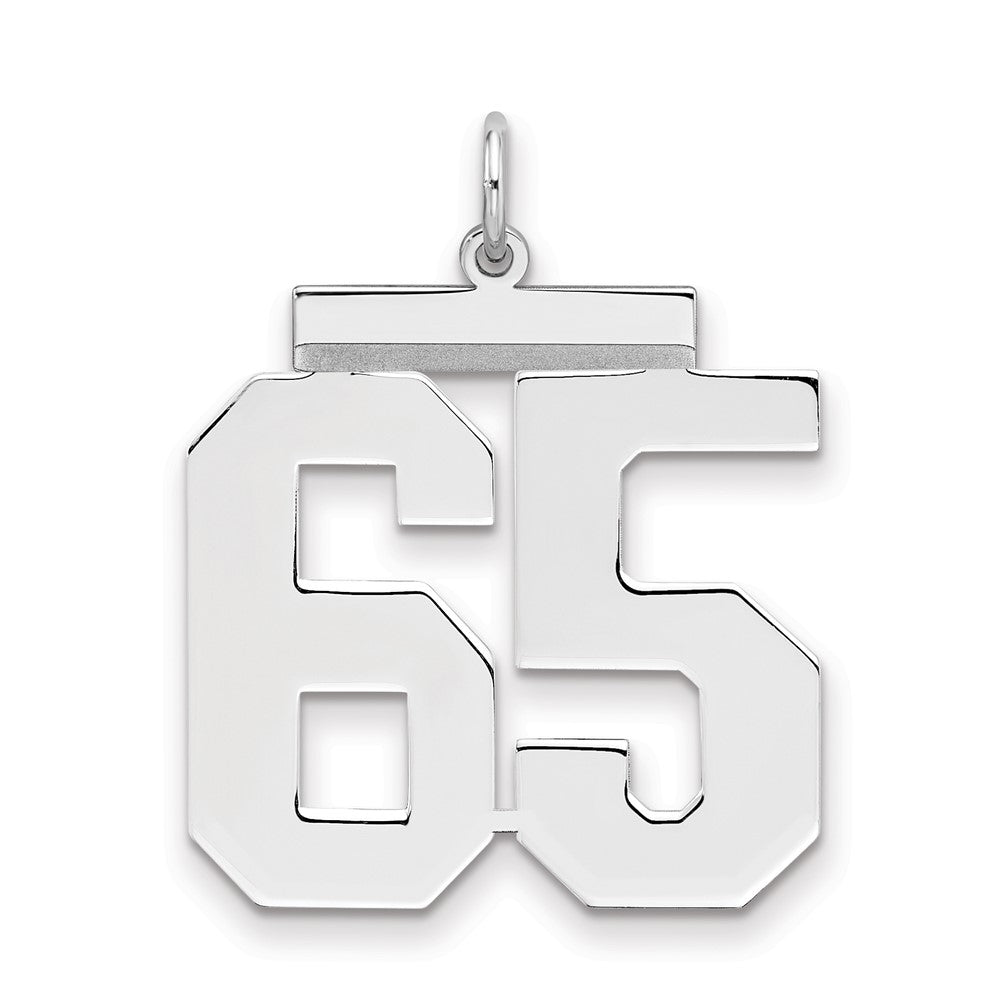 Sterling Silver/Rhodium-plated Polished Number 65 Charm