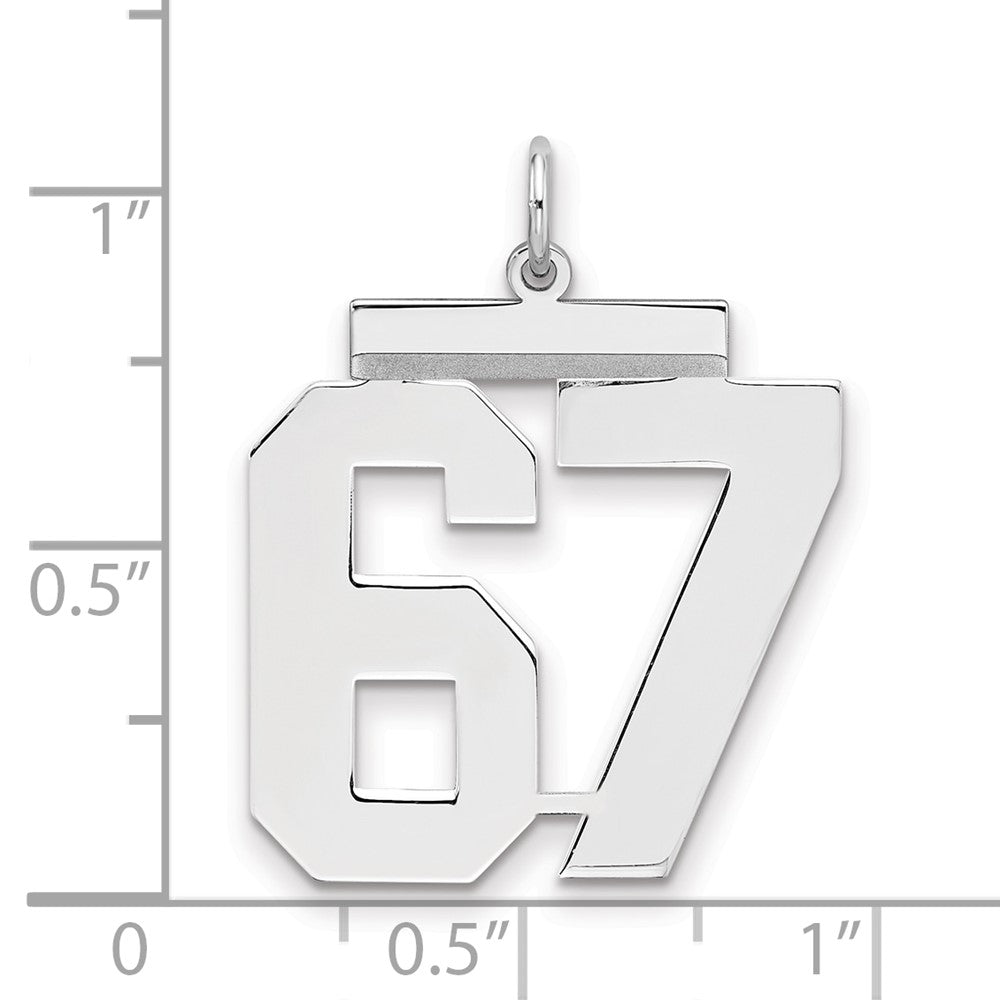 Sterling Silver/Rhodium-plated Polished Number 67 Charm