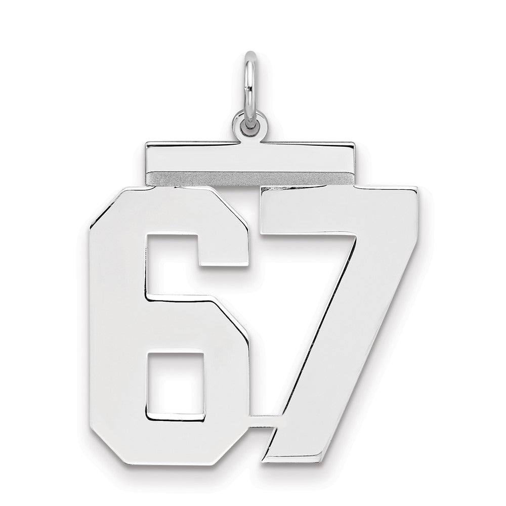 Sterling Silver/Rhodium-plated Polished Number 67 Charm