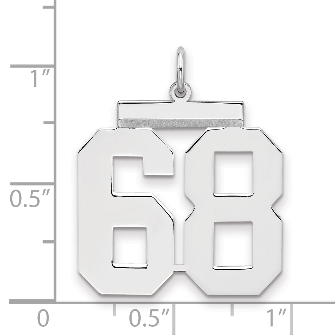 Sterling Silver/Rhodium-plated Polished Number 68 Charm