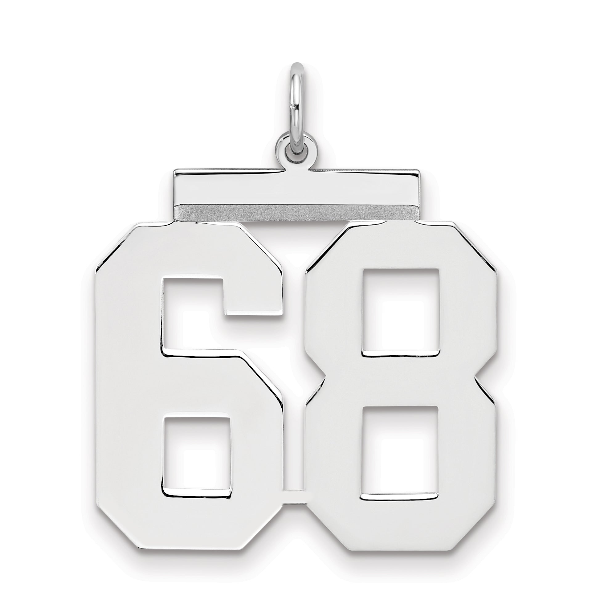 Sterling Silver/Rhodium-plated Polished Number 68 Charm