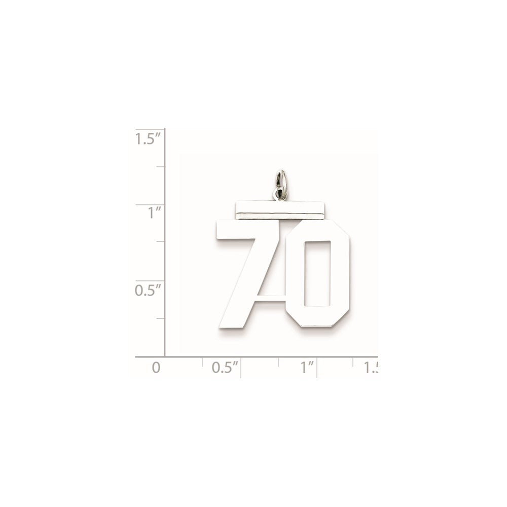 Sterling Silver/Rhodium-plated Polished Number 70 Charm