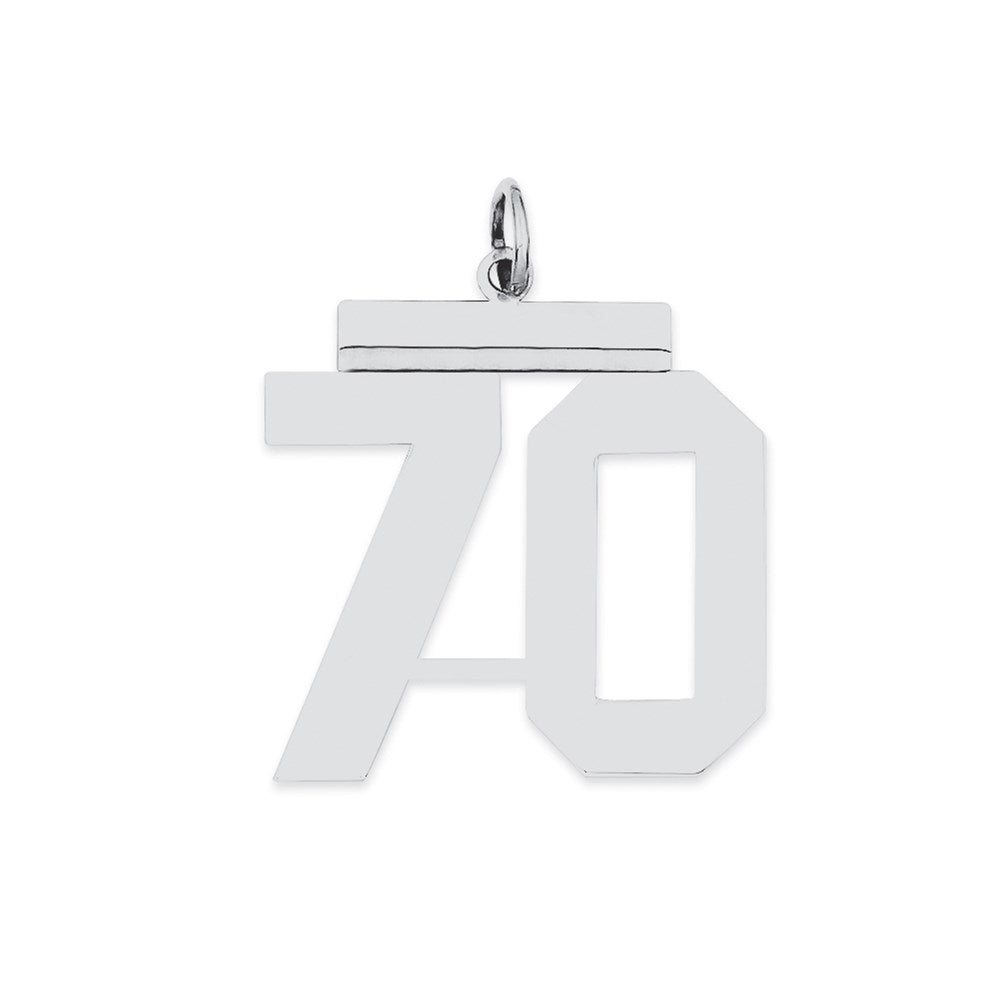 Sterling Silver/Rhodium-plated Polished Number 70 Charm