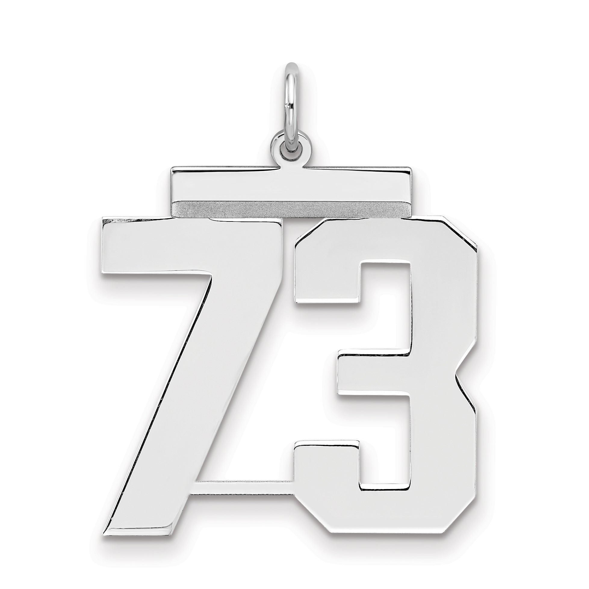 Sterling Silver/Rhodium-plated Polished Number 73 Charm