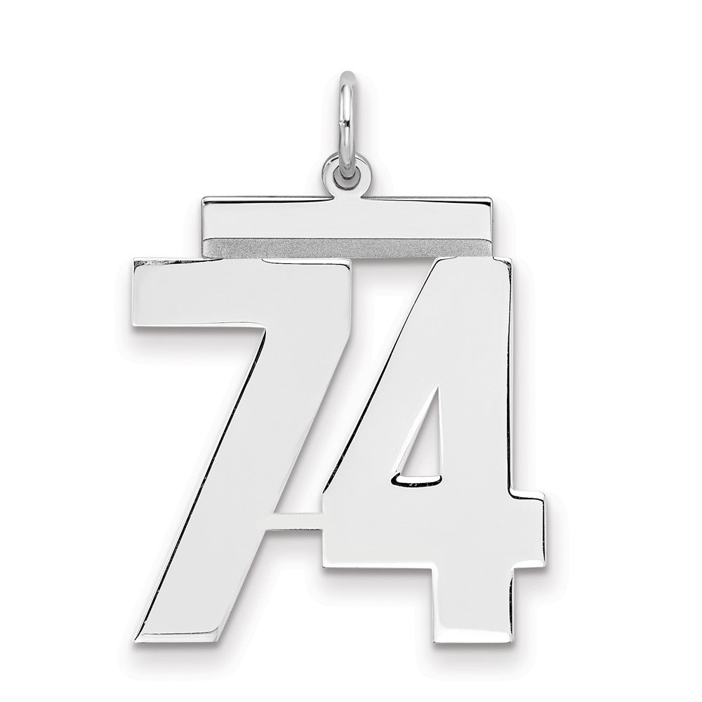 Sterling Silver/Rhodium-plated Polished Number 74 Charm