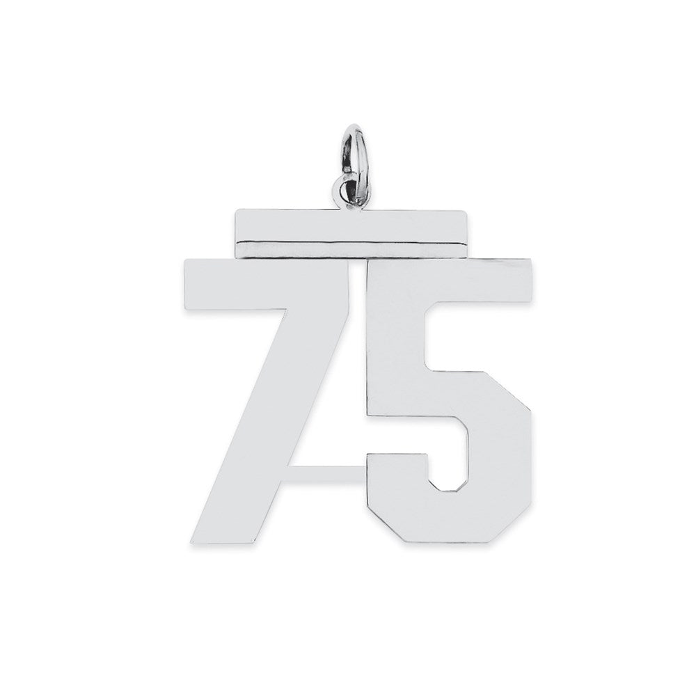 Sterling Silver/Rhodium-plated Polished Number 75 Charm