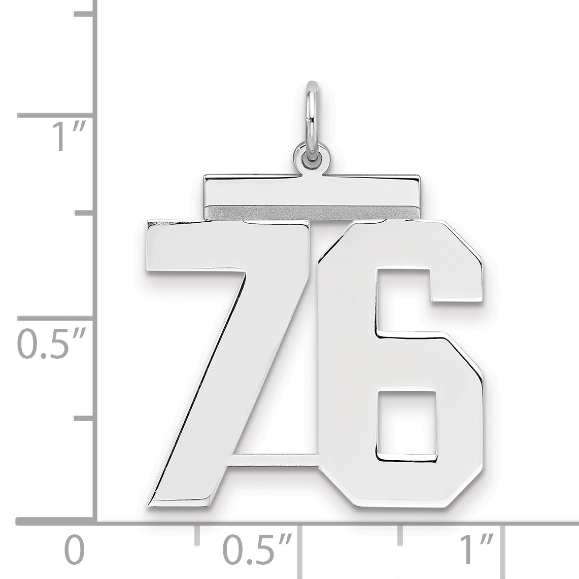 Sterling Silver/Rhodium-plated Polished Number 76 Charm