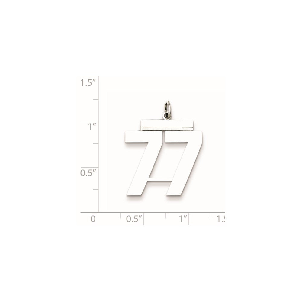 Sterling Silver/Rhodium-plated Polished Number 77 Charm