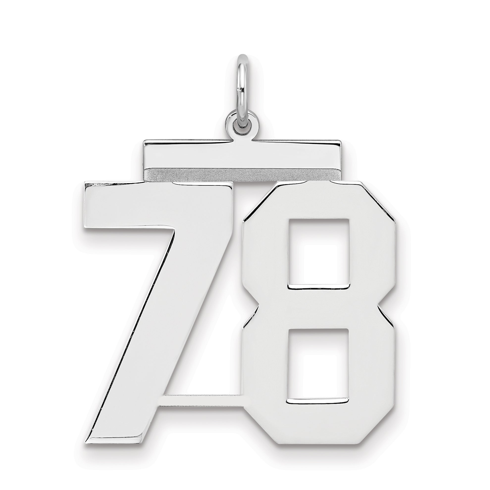 Sterling Silver/Rhodium-plated Polished Number 78 Charm