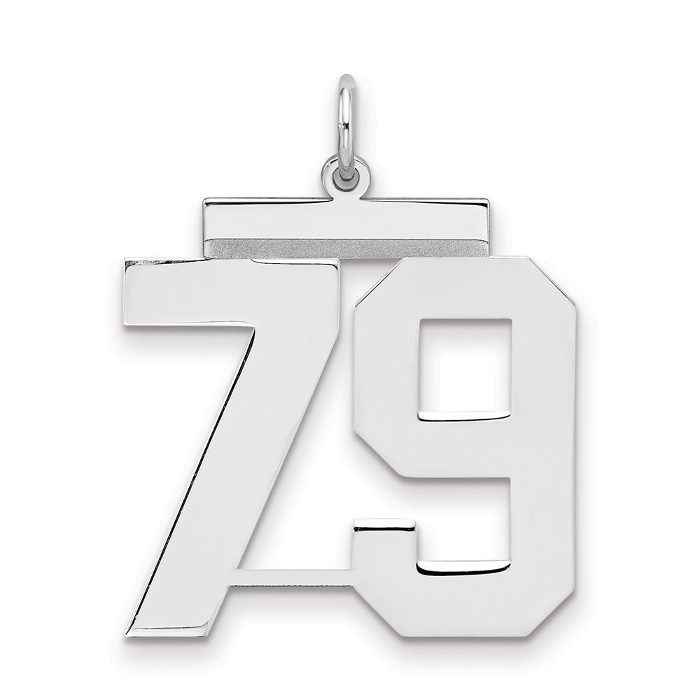 Sterling Silver/Rhodium-plated Polished Number 79 Charm