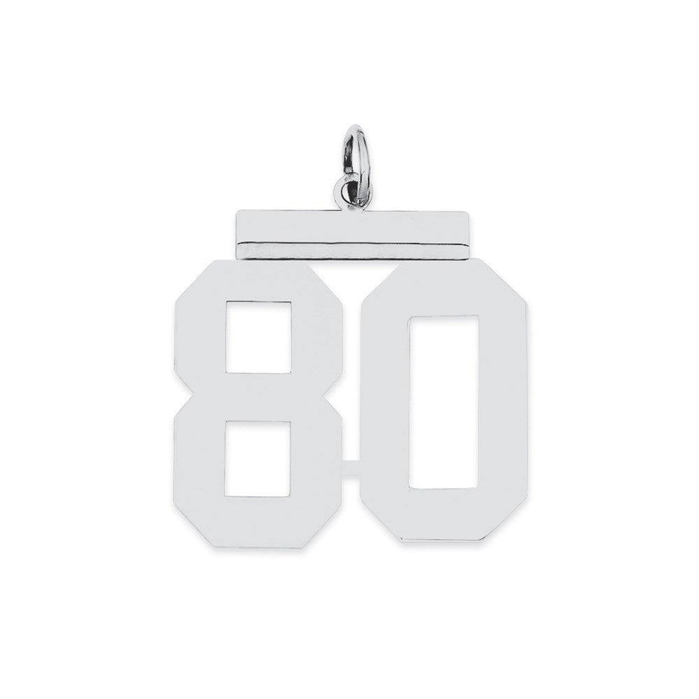 Sterling Silver/Rhodium-plated Polished Number 80 Charm