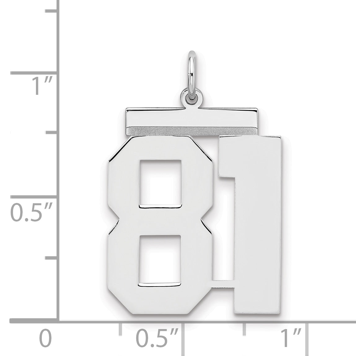 Sterling Silver/Rhodium-plated Polished Number 81 Charm