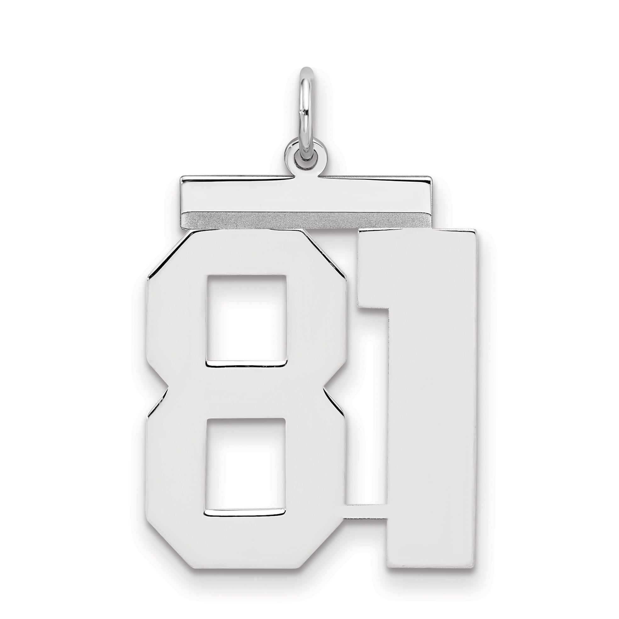 Sterling Silver/Rhodium-plated Polished Number 81 Charm