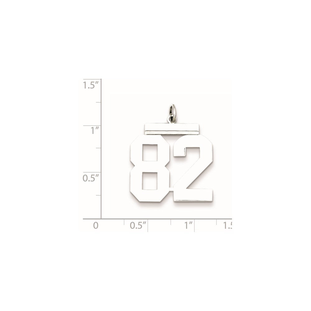 Sterling Silver/Rhodium-plated Polished Number 82 Charm