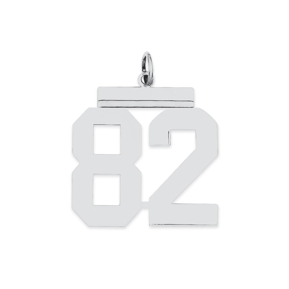 Sterling Silver/Rhodium-plated Polished Number 82 Charm
