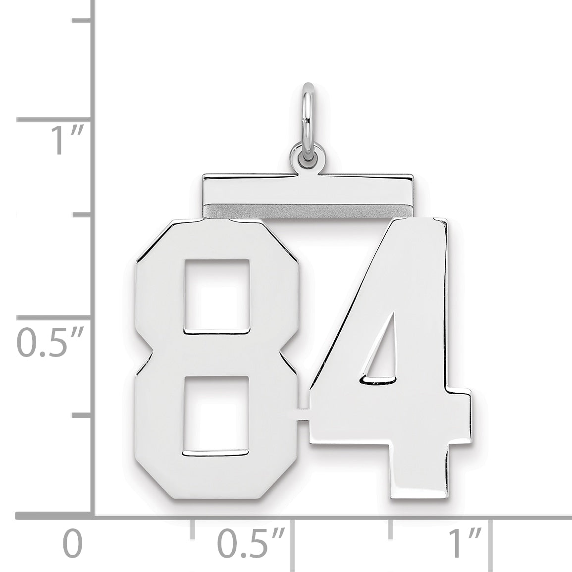 Sterling Silver/Rhodium-plated Polished Number 84 Charm