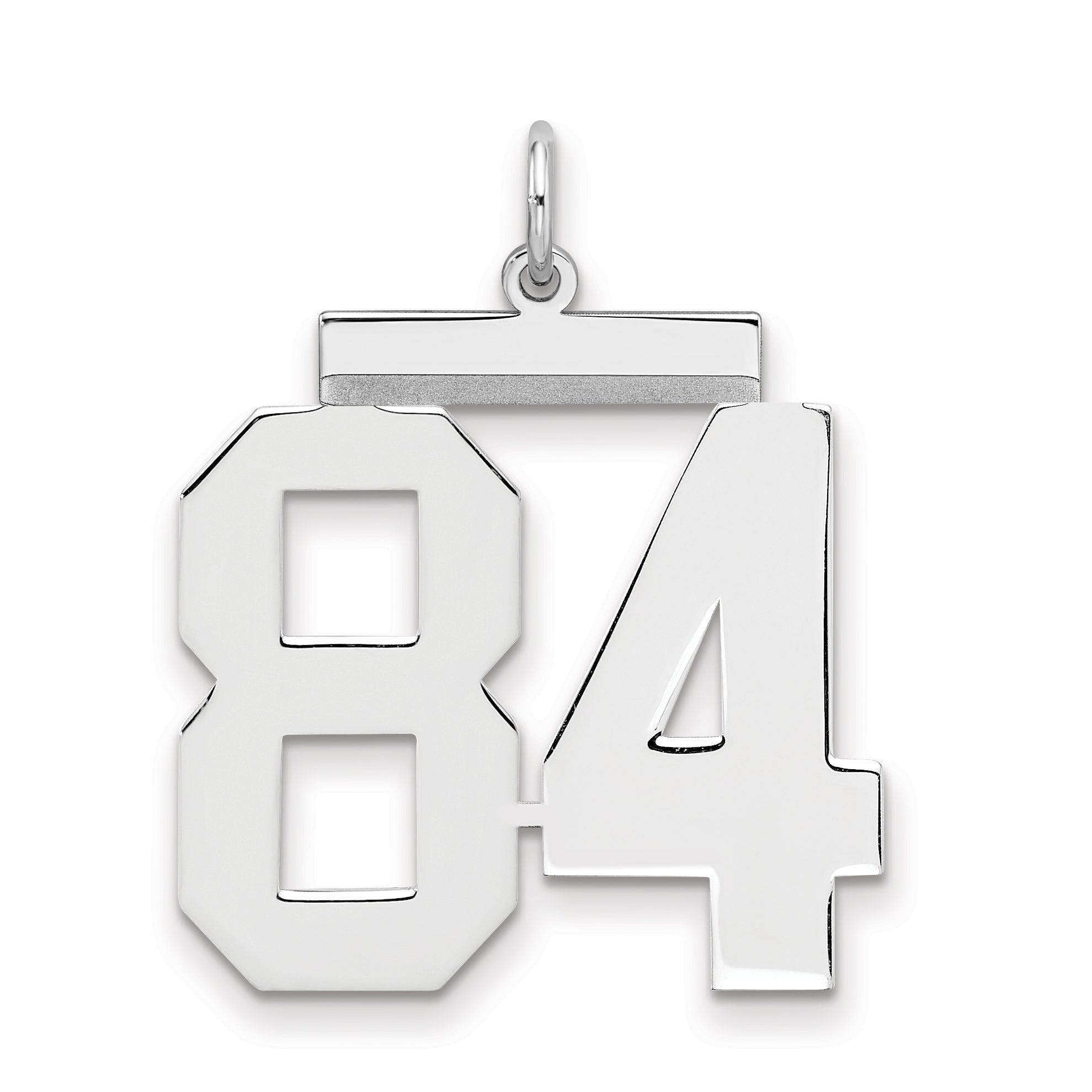 Sterling Silver/Rhodium-plated Polished Number 84 Charm