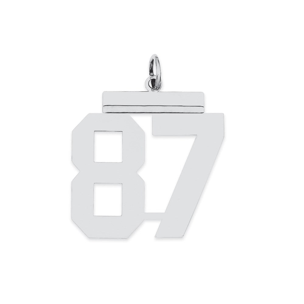 Sterling Silver/Rhodium-plated Polished Number 87 Charm