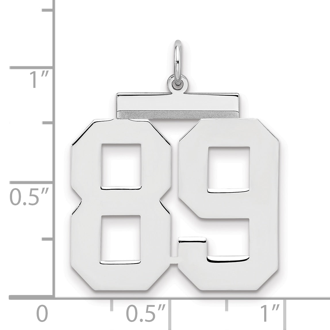 Sterling Silver/Rhodium-plated Polished Number 89 Charm