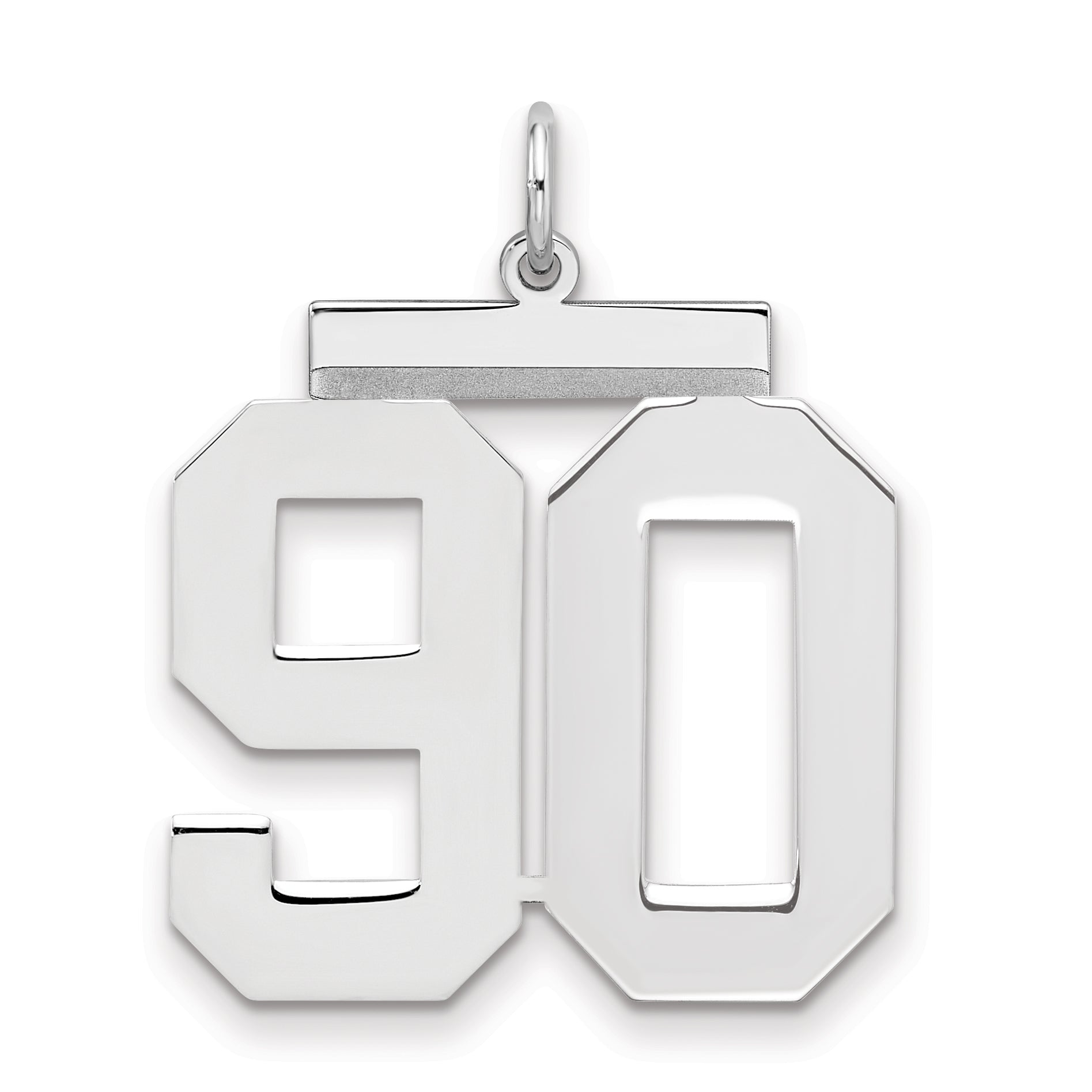 Sterling Silver/Rhodium-plated Polished Number 90 Charm