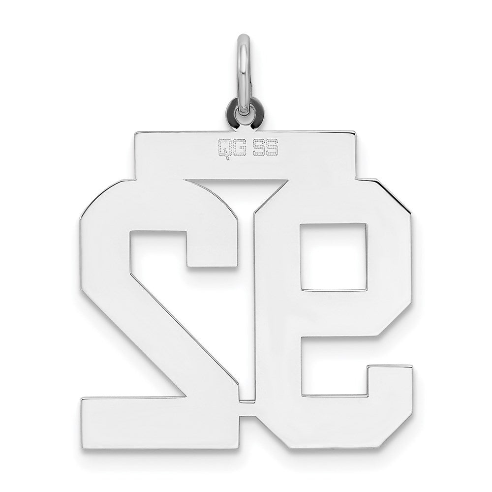Sterling Silver/Rhodium-plated Polished Number 92 Charm
