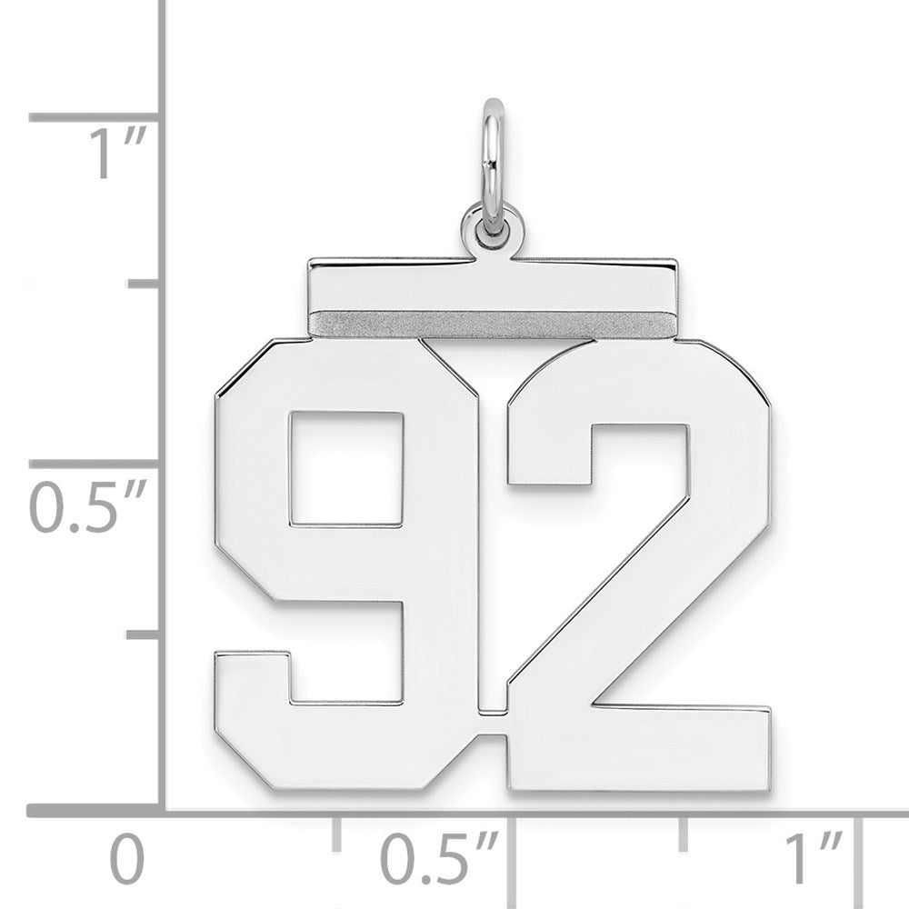 Sterling Silver/Rhodium-plated Polished Number 92 Charm