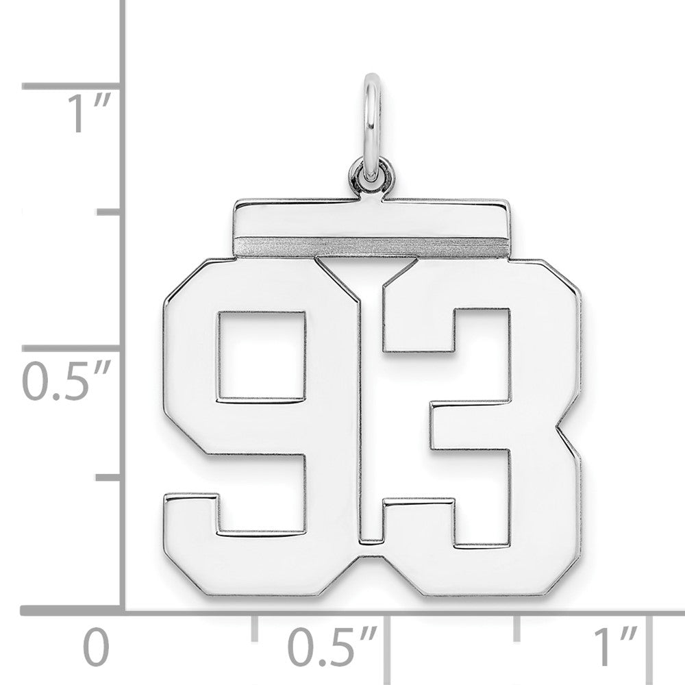 Sterling Silver/Rhodium-plated Polished Number 93 Charm
