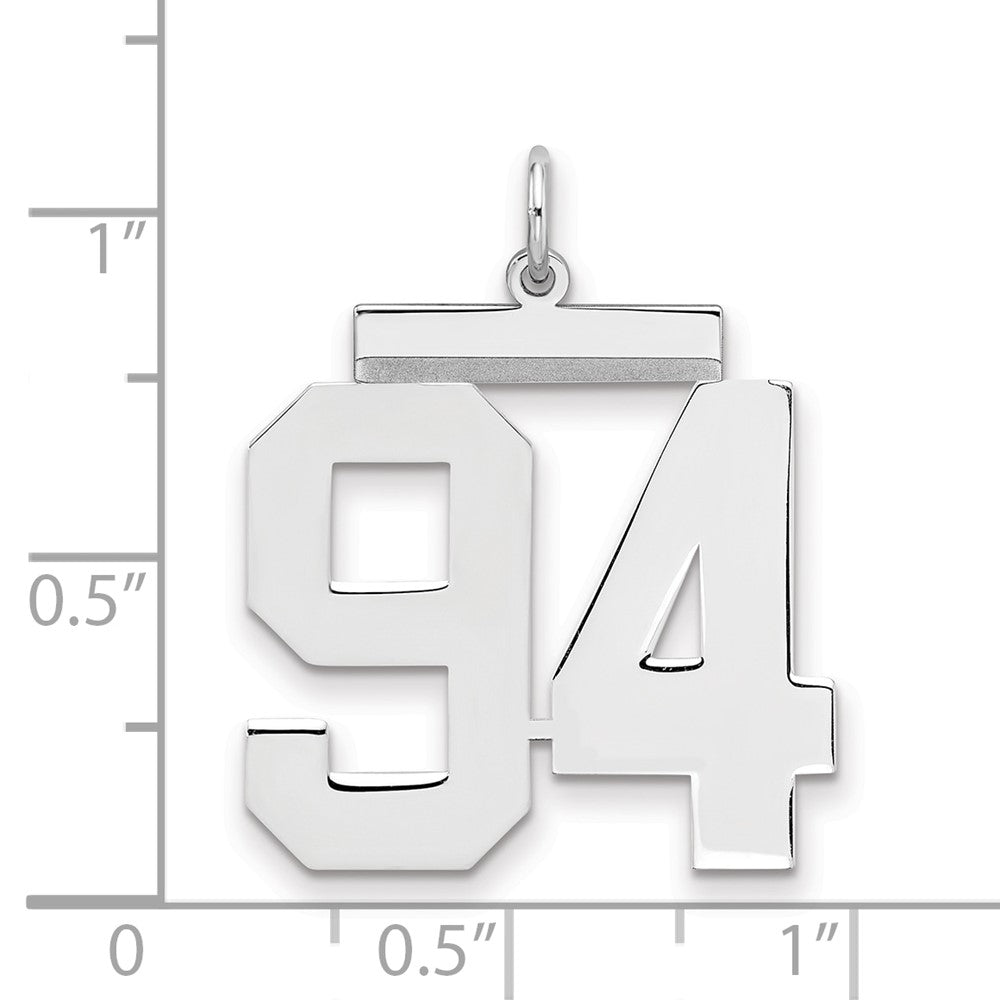 Sterling Silver/Rhodium-plated Polished Number 94 Charm