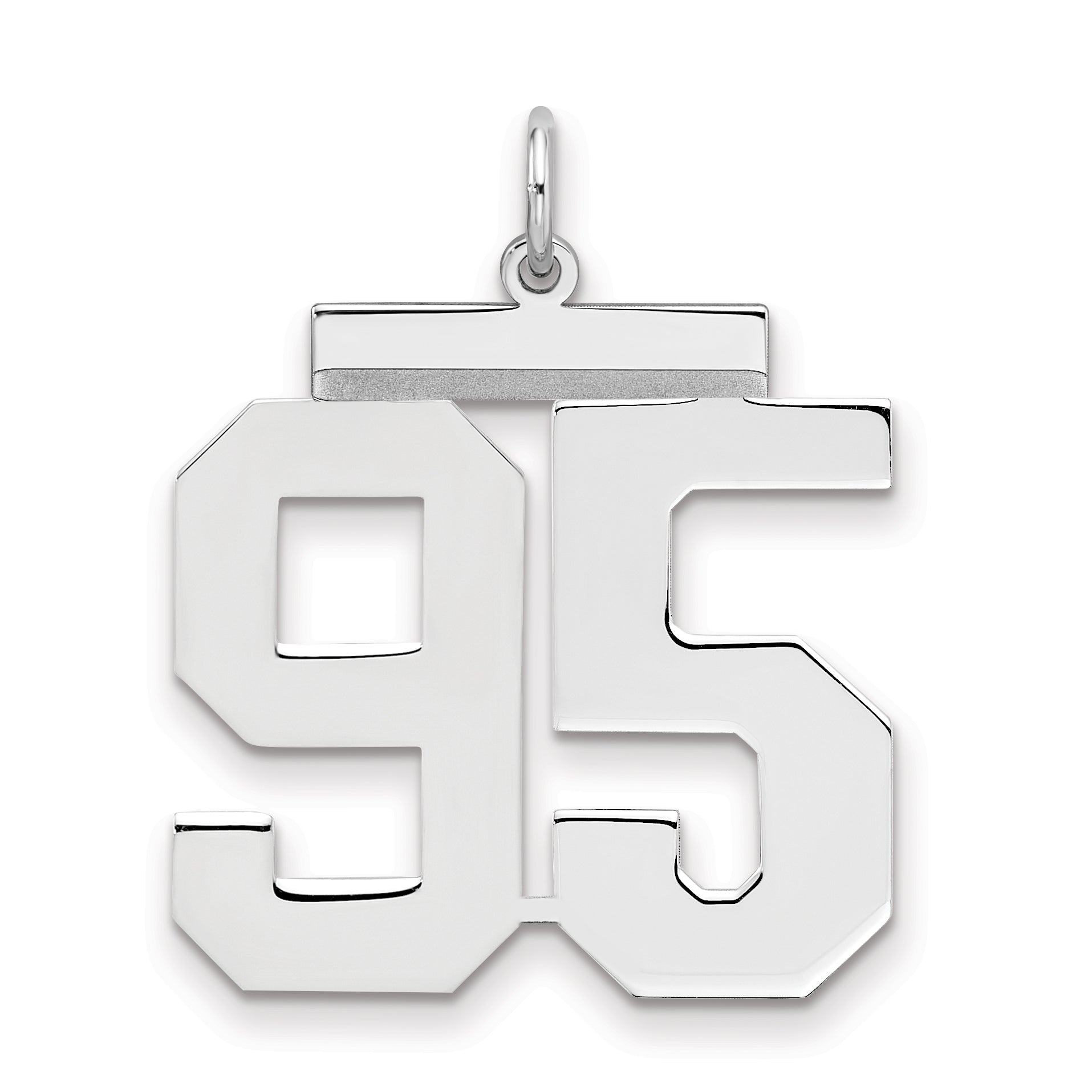 Sterling Silver/Rhodium-plated Polished Number 95 Charm