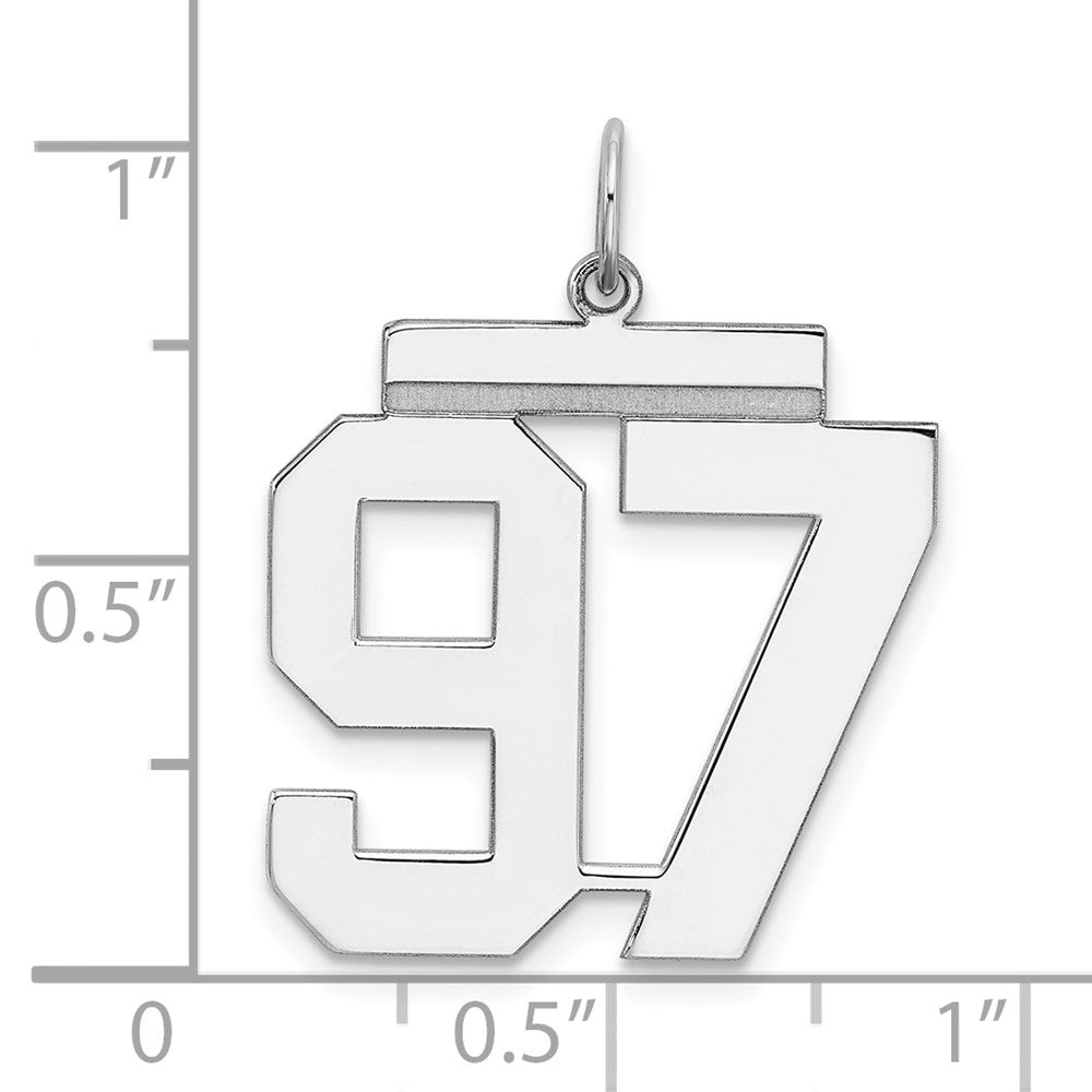 Sterling Silver/Rhodium-plated Polished Number 97 Charm